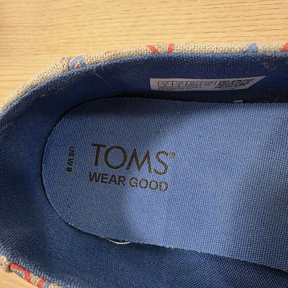 Toms Gray Red Blue Alpargata Cloudbound Glow In The Dark Patriotic Flats Size 8 - Picture 9 of 10